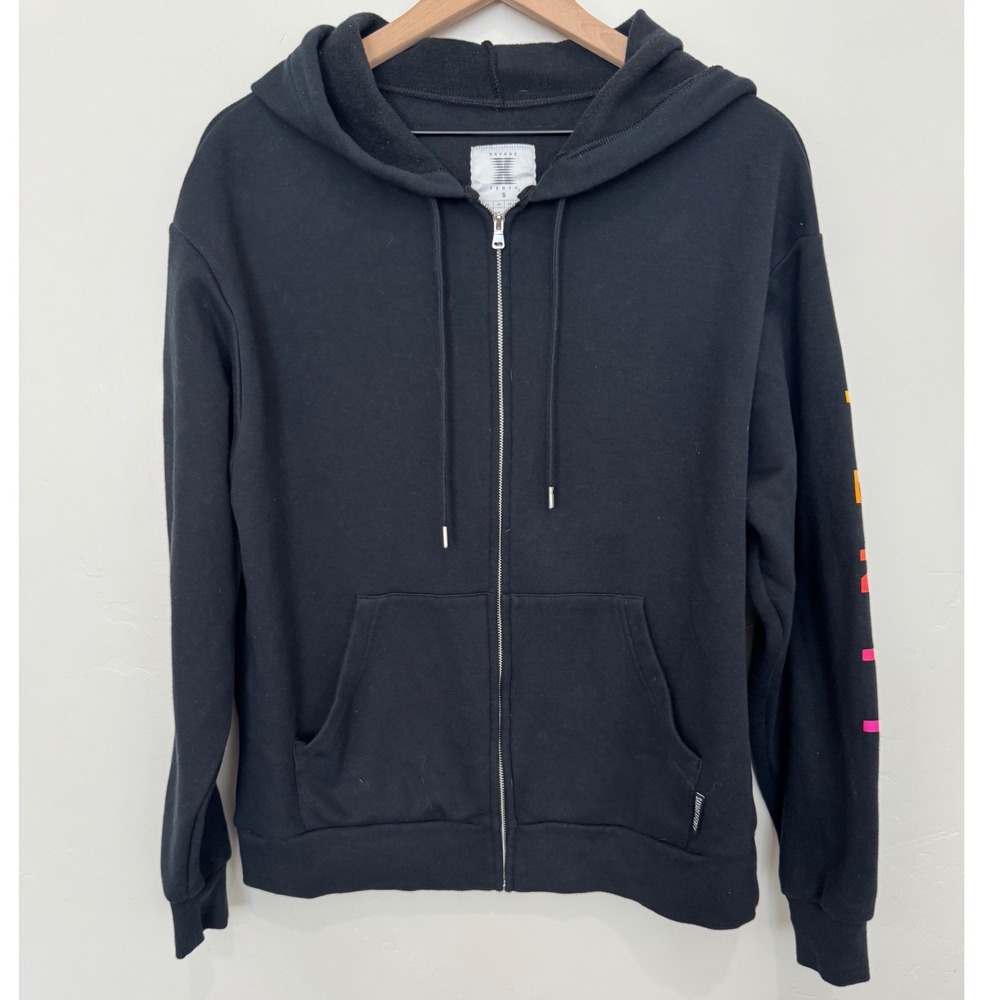 Savage x Fenty Essential Gradient Graphic Zip-Up Hoodie Black S Logo Jacket
